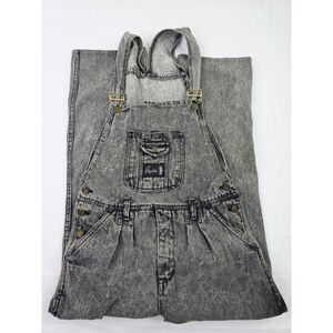 Vintage 1980's Gray Acid Wash Denim Bib Overalls Front Pocket Women's Size Small